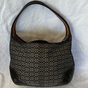 Coach Purse -Black and Pewter/Gray No. A3K-6617 Hampton Signature C jacquard bag